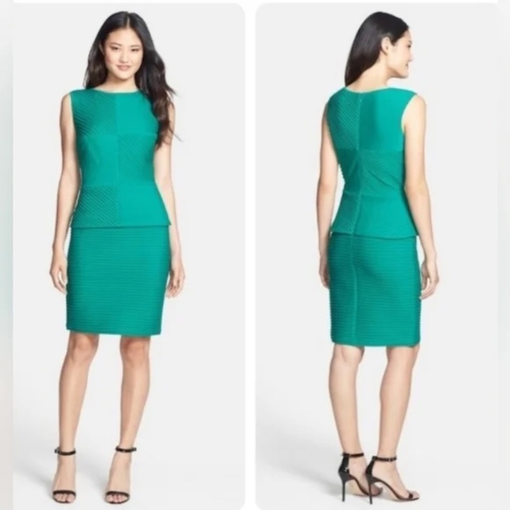 Green Tadashi Shoji Peplum Cocktail Dress Size Small